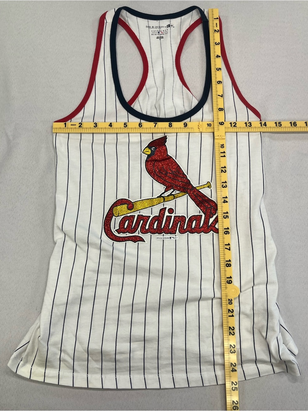 5th & Ocean New Era St Louis Cardinals Pinstripe Glitter Women’s Tank Top Small - Picture 8 of 8